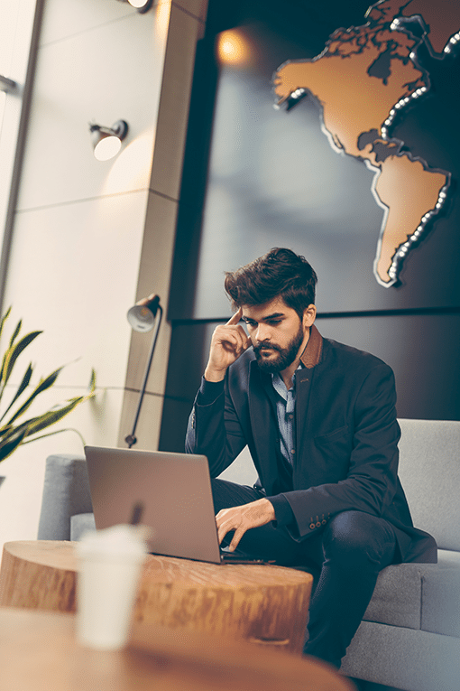 businessman working on a laptop computer